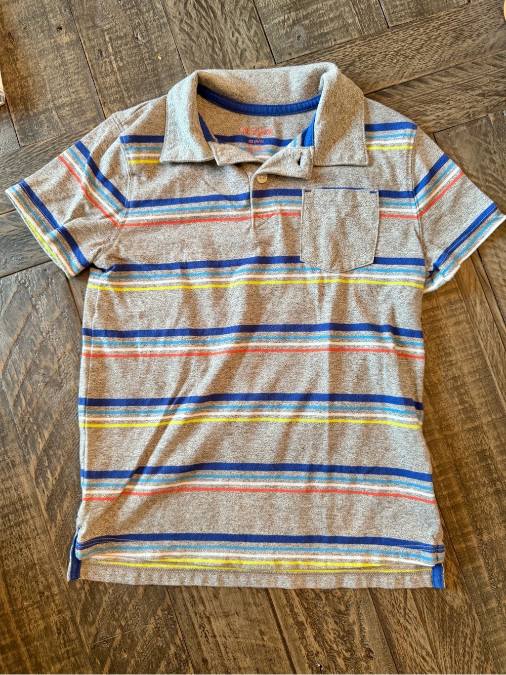 Cat & Jack Striped short sleeve polo, XS 4/5